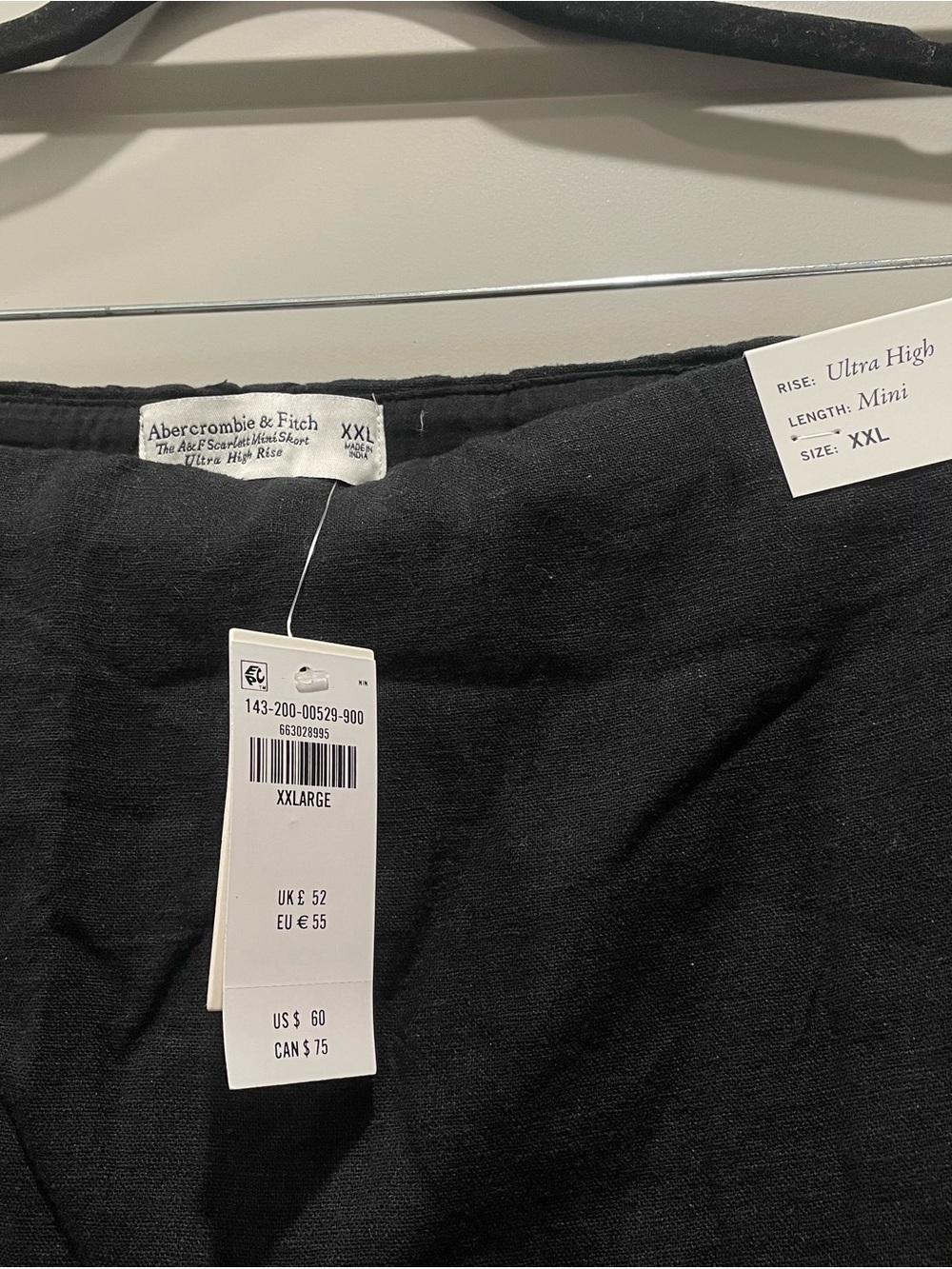 Black Women's Ultra High-Waist Linen Blend Mini Skort NWT - Picture 2 of 3